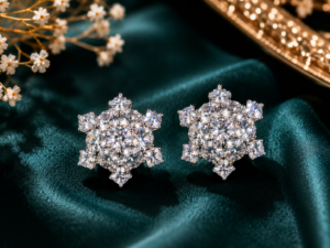 Floral crystal stud earrings