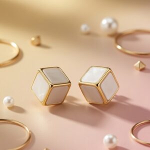Minimalist Cube Stud Earrings – Geometric Design