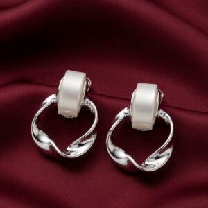 Modern Twisted Hoop Drop Earrings