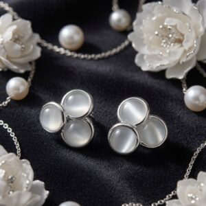 Elegant Triple Stone Stud Earrings