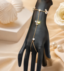 Celeste Bloom Crystal Hand Harness – gold-tone floral crystal haath phool bracelet