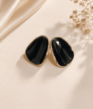 Lumière Pebble Earrings – gold-tone irregular stone statement earrings